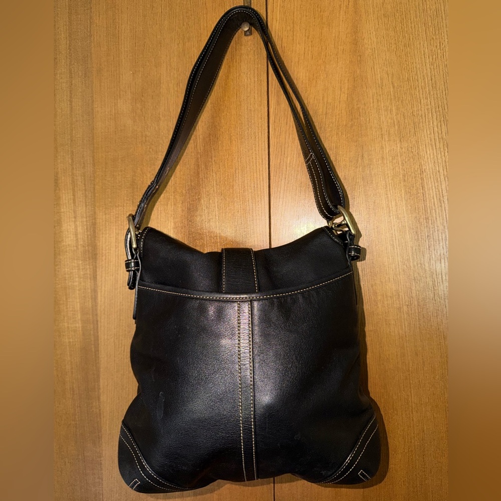 Coach Soho Large Black Leather Buckle Flap Shoulder Bag - Picture 4 of 16